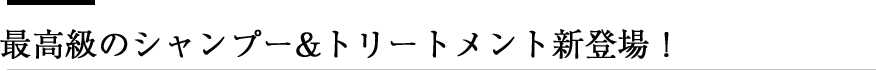 最高級のシャンプー&トリートメント新登場！